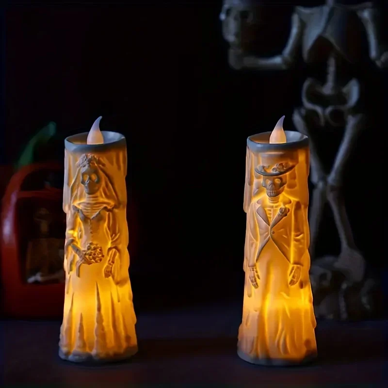 

LED Halloween Skeleton Lamp Luminous Candle Horror Decoration Prop Ghost Groom Bride Couple Lamp Party Ornament Halloween Decor