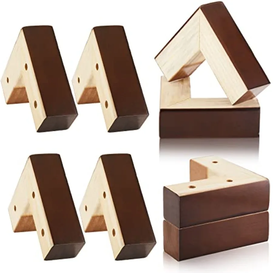 

Set of 8 Wooden Bed Riser 1.8 Inch High Sofa Feet with Metal Screws and Rubber Pads l Shaped Furniture Legs Furniture Risers Co