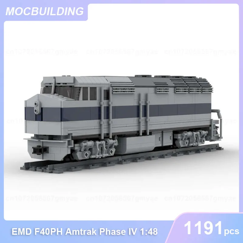 EMD GP60M BNSF & F40PH Amtrak Phase IV with Interior 1/48 O Scale Train Model MOC Building Blocks DIY Assemble Bricks Toys Gifts