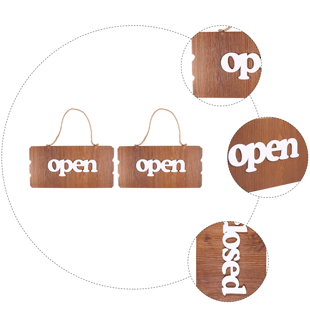 

2Pcs Wooden Door Sign Double Sided Open Closed Hanging Door Tag for Home Office Cafe Shop Decor Retro Wood Board Pendant