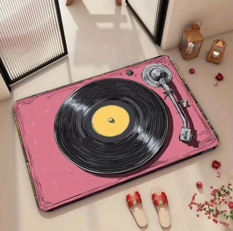 1 Cartoon Record Bedroom Carpet Kitchen Floor Mat Anti Slip Bathroom Living Room Carpet Entrance Door Mat Home Decor Tape Rugs
