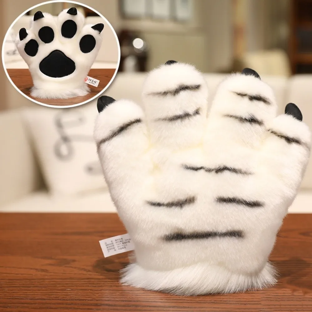 Guanti con zampa di animale simulato Guanti con zampa di tigre finta ripiene con texture pelosa Guanti interni imbottiti con zampa di orso soffice