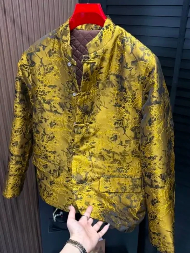 

Spring New Men's Faionable Tang Suit Jaet National Trend Button up High End Sensation Sli Youth Casual Color