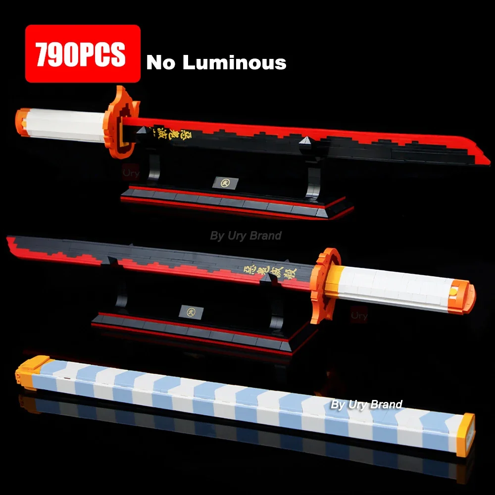 Japanese Anime Ninja Samurai Sword Katana Luminous Butterfly Nichirin Knife Ananta MOC Weapon Blocks Toy Set for Adult Boys Gift