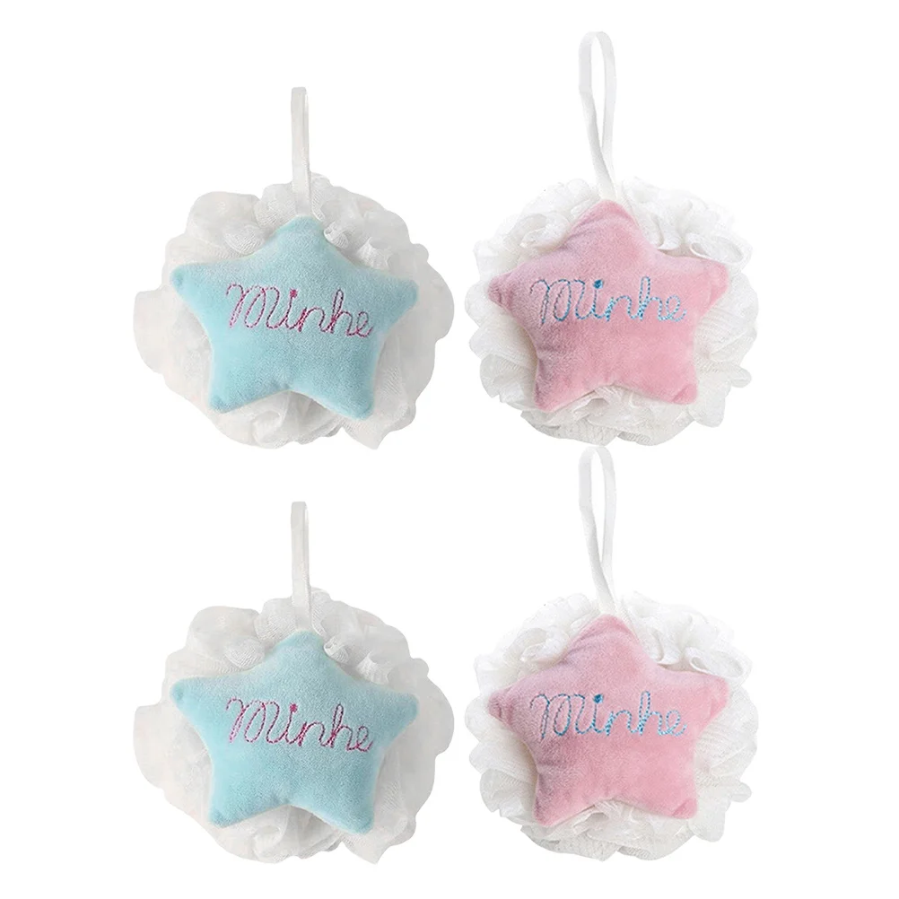 

4pcs Cartoon Ball Loofah For Shower Back Scrubber Exfoliating Body Bath Loofahs Wash Scrubber Bath Accessories