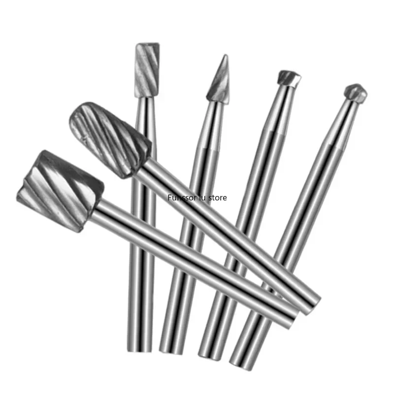 ​​6pcs Rough Tooth Carbide Rotary Files - High-Speed Steel Carving Grinding Heads for Woodworking & DIY​​