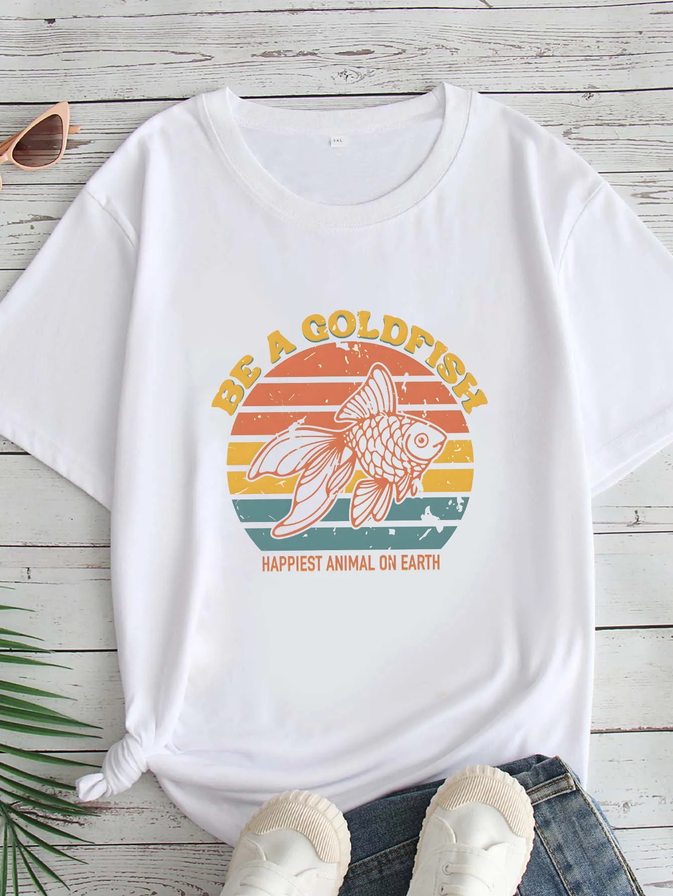 

Women's Large Size Printed round Neck Short Sleeve T-shirt 1-7XL Comfortable Casual Top in European Style