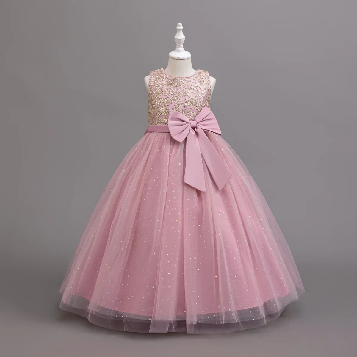 

Girls Graduation Ceremony Embroidery Dresses Wedding Party Flower Children Performance Prom Gowns Long 5-12 14 Years