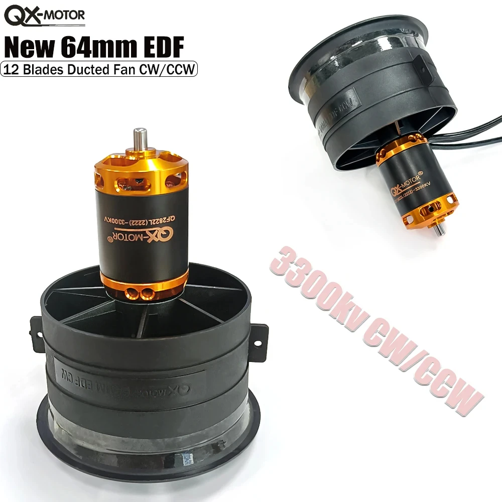 

QX-Motor New 64mm EDF 12 Blades Ducted Fan CW CCW QF2822 2100KV 2300KV 3300KV 4300KV Brushless Motor For Remote Control Toy