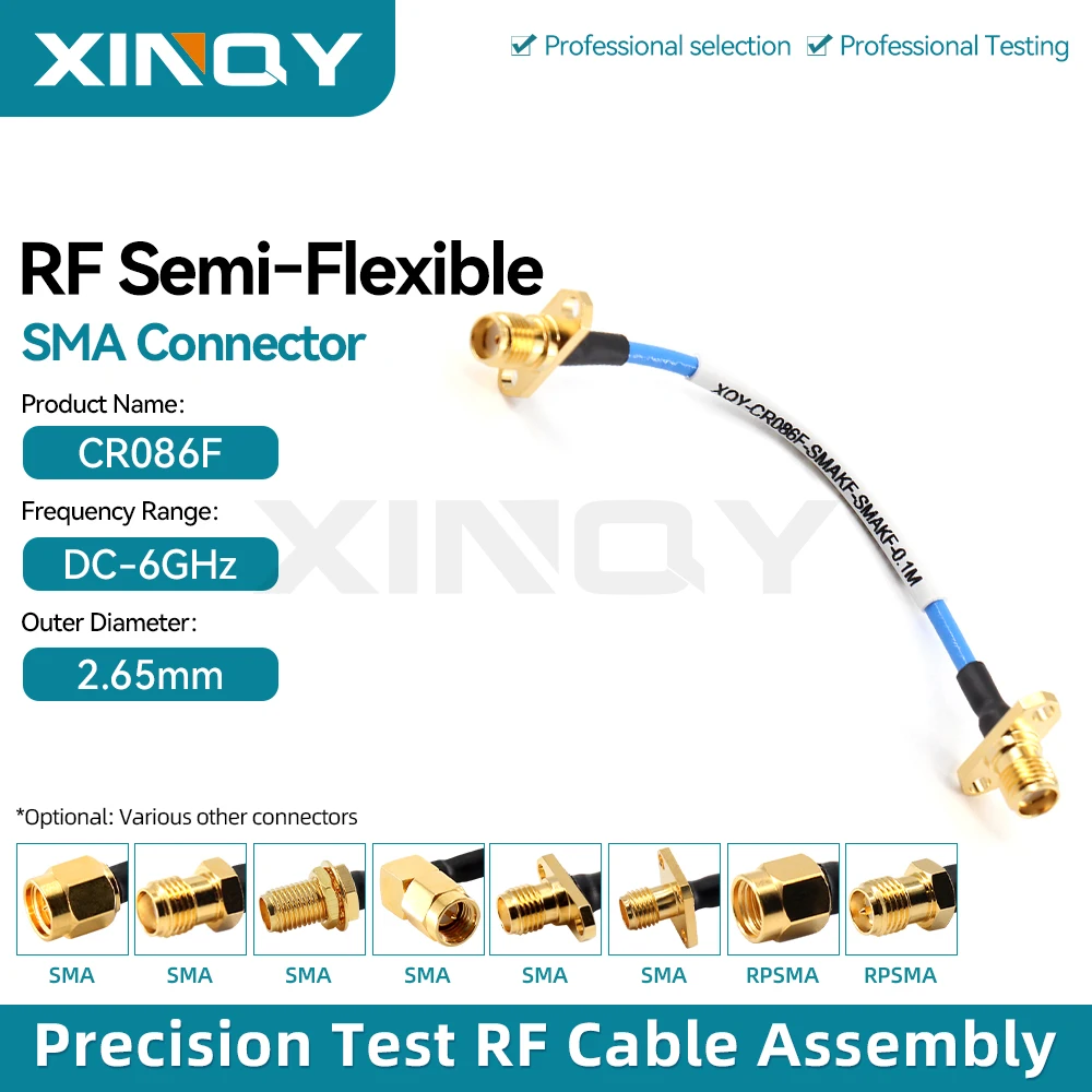 XINQY RF Cable 086F Semi-Rigid Low Loss 6G SMA Male-to-Male / Female-to-Female Interconnect Test Cable