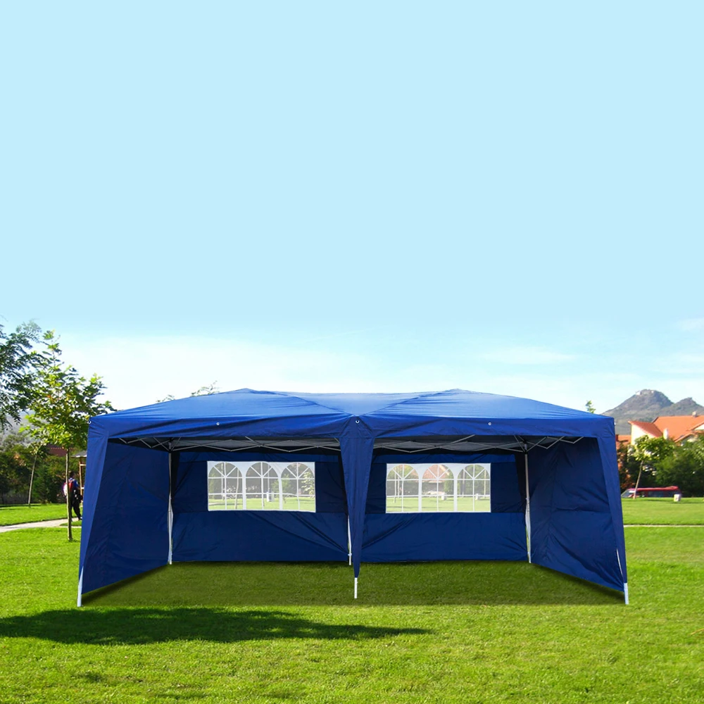 3 X 6m Two Windows Practical Waterproof Folding Tent Blue  Outdoor Furniture