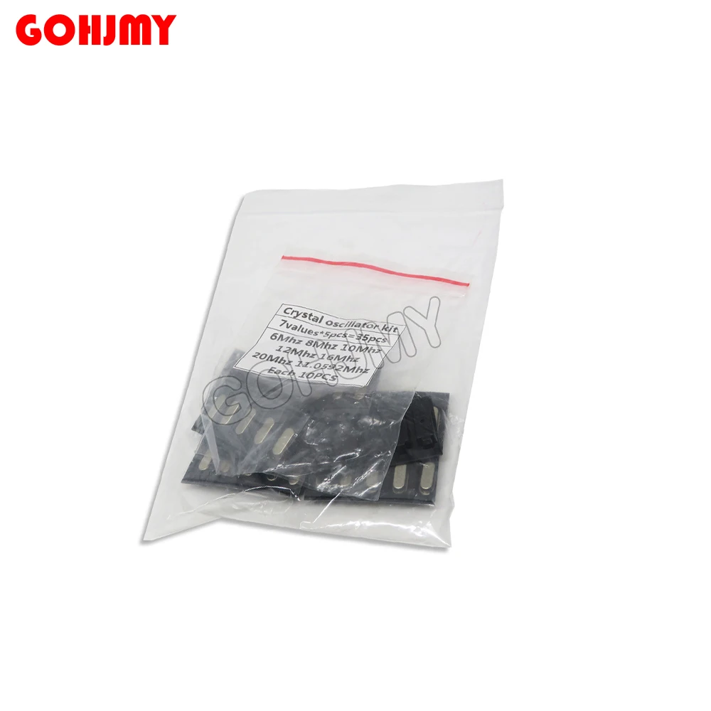 7kinds*5PCS=35PCS 49S-SMD SMD Crystals 6Mhz 8Mhz 10Mhz 12Mhz 16Mhz 20Mhz 11.0592Mhz Mhz 49SMD Crystal Oscillator Kit