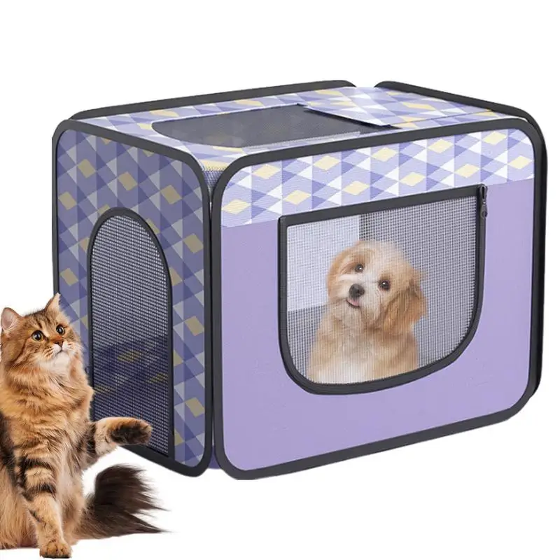 

Pet Dryer Box Foldable Breathable Drying Box Dog Kennel Portable Pet Drying Chamber Printed Anti Flying Hair Soft Pet Crate For