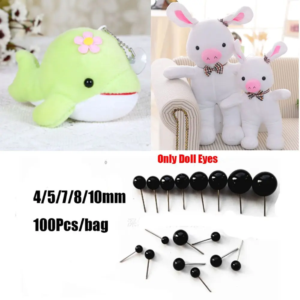 100Pcs/Bag Black Glass Eyes Needle Felting For Bears Animals Dolls 4/5/7/8/10mm