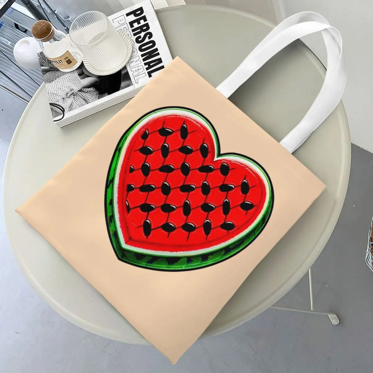 This Is Not A Watermelon Canvas Tote Bag Simple style Unique Design Magritte Parody Watermelon Keffiyeh Fashion Bags for Unisex