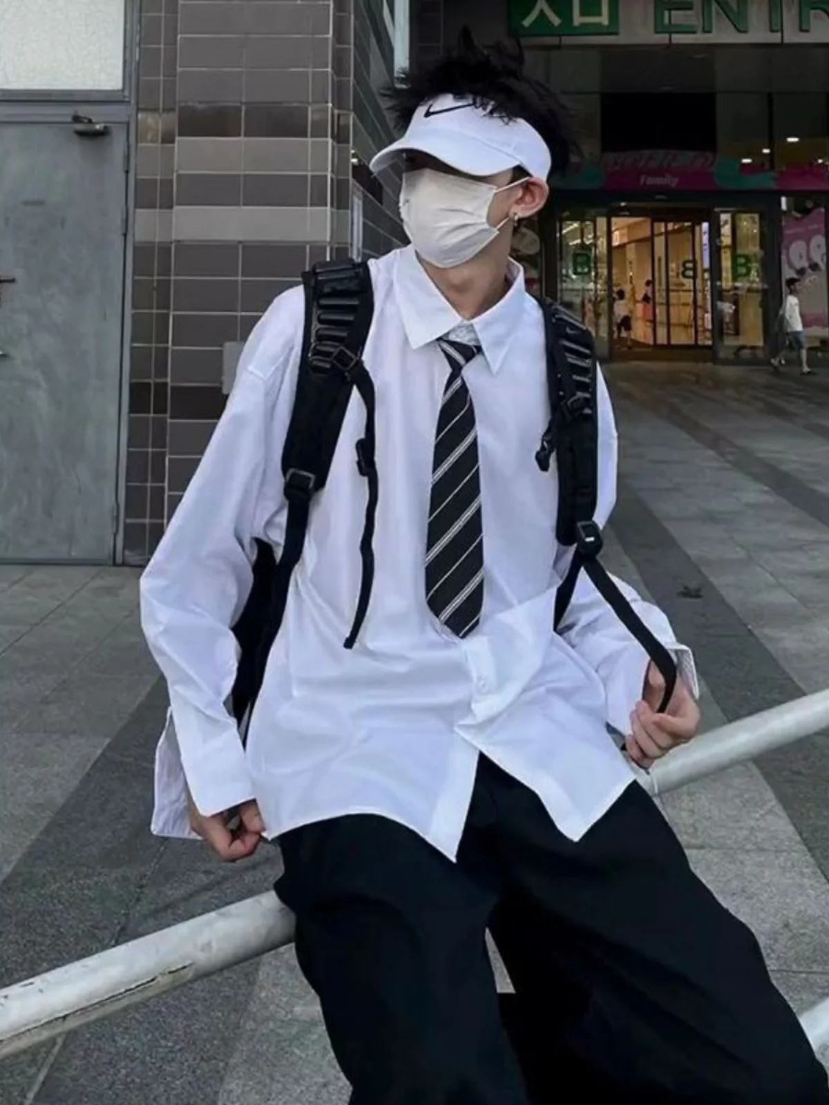 

White Long Sleeve Men's Shirt Ice Silk Drapey JK School Style Jacket Summer Youth Fashion Loose Fit Regular Thickness Spring ...