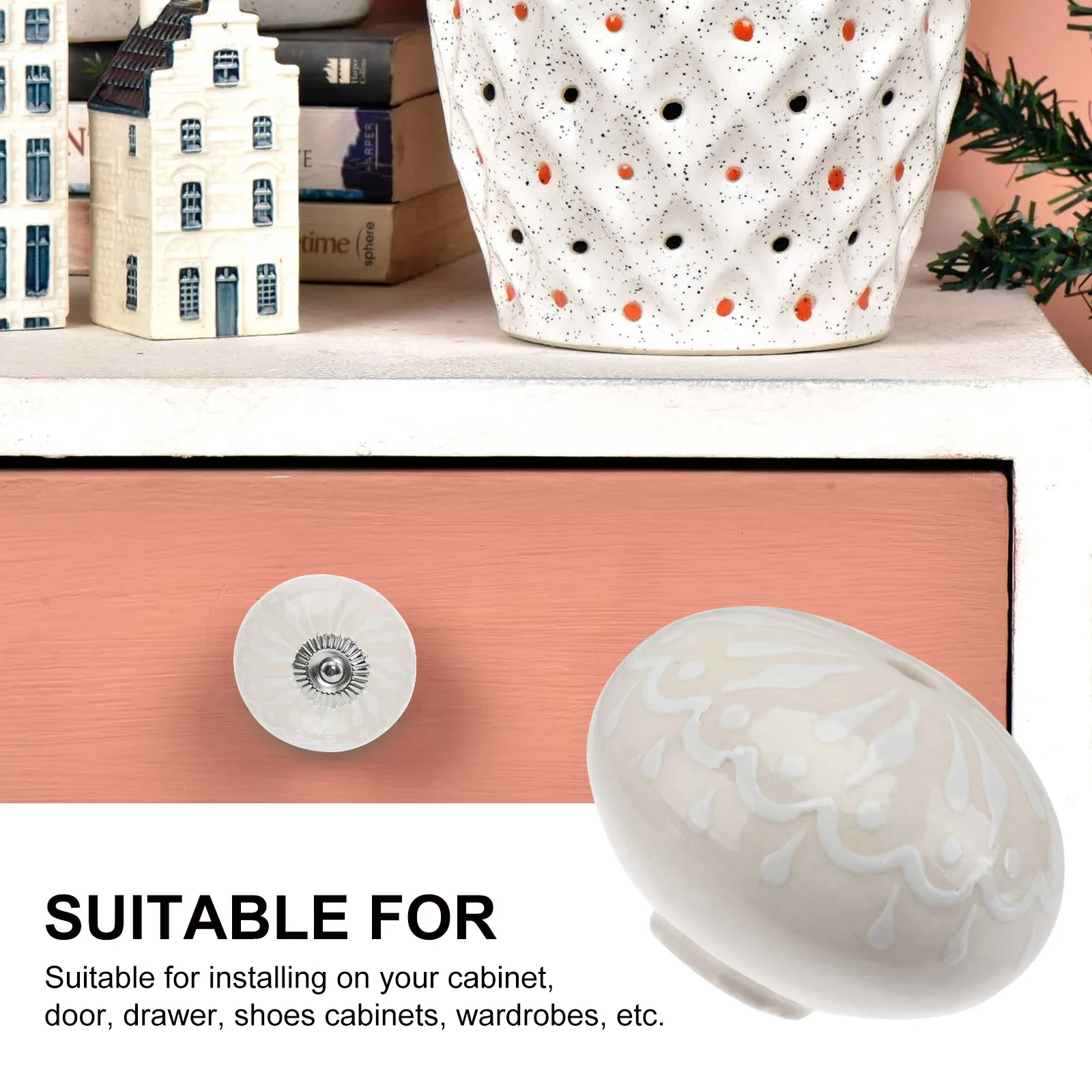 

6Pcs Cabinet Handle Set White Durable Drawer Pull Furniture Knob Accessory for Wardrobe Cabinet Drawers
