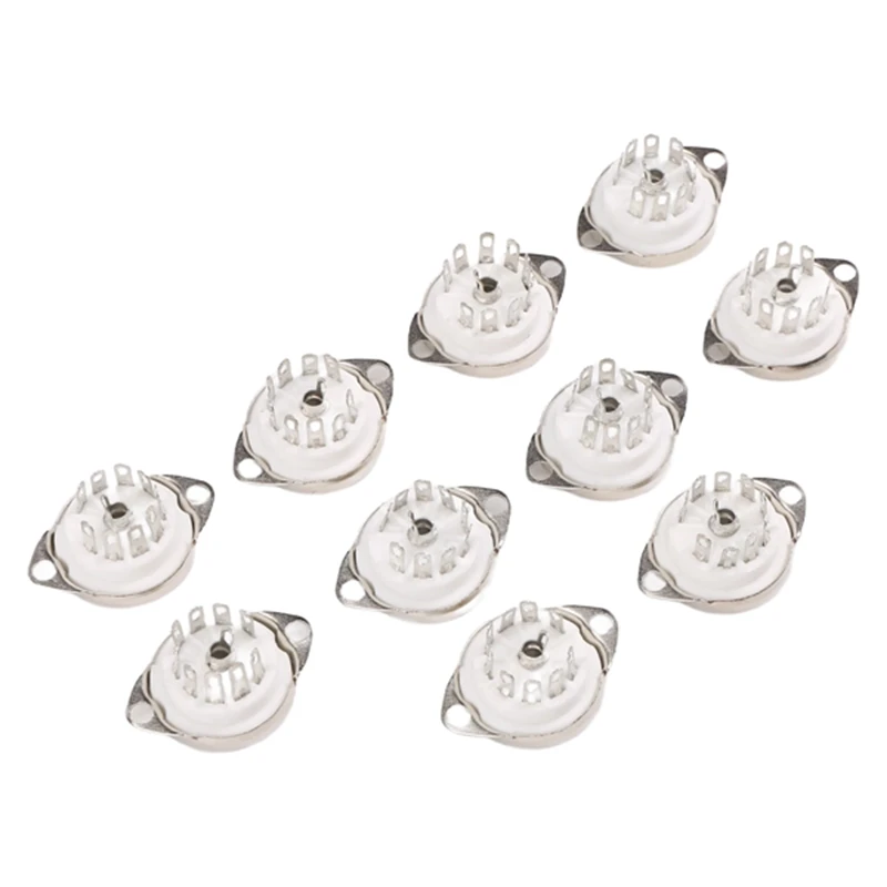 A013 10PCS Ceramic B9A Silver-Plated 9Pin Vacuum Tube Socket Panel Chassis Mount for ECC81 ECC82 ECC83 EL84 6922 Vacuum Tube