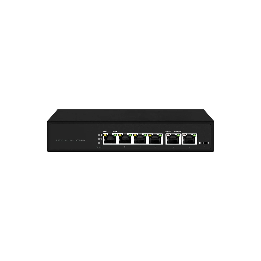 4 ports gigabit poe or non Ethernet Switch with 2 ports 2.5G RJ45 uplink