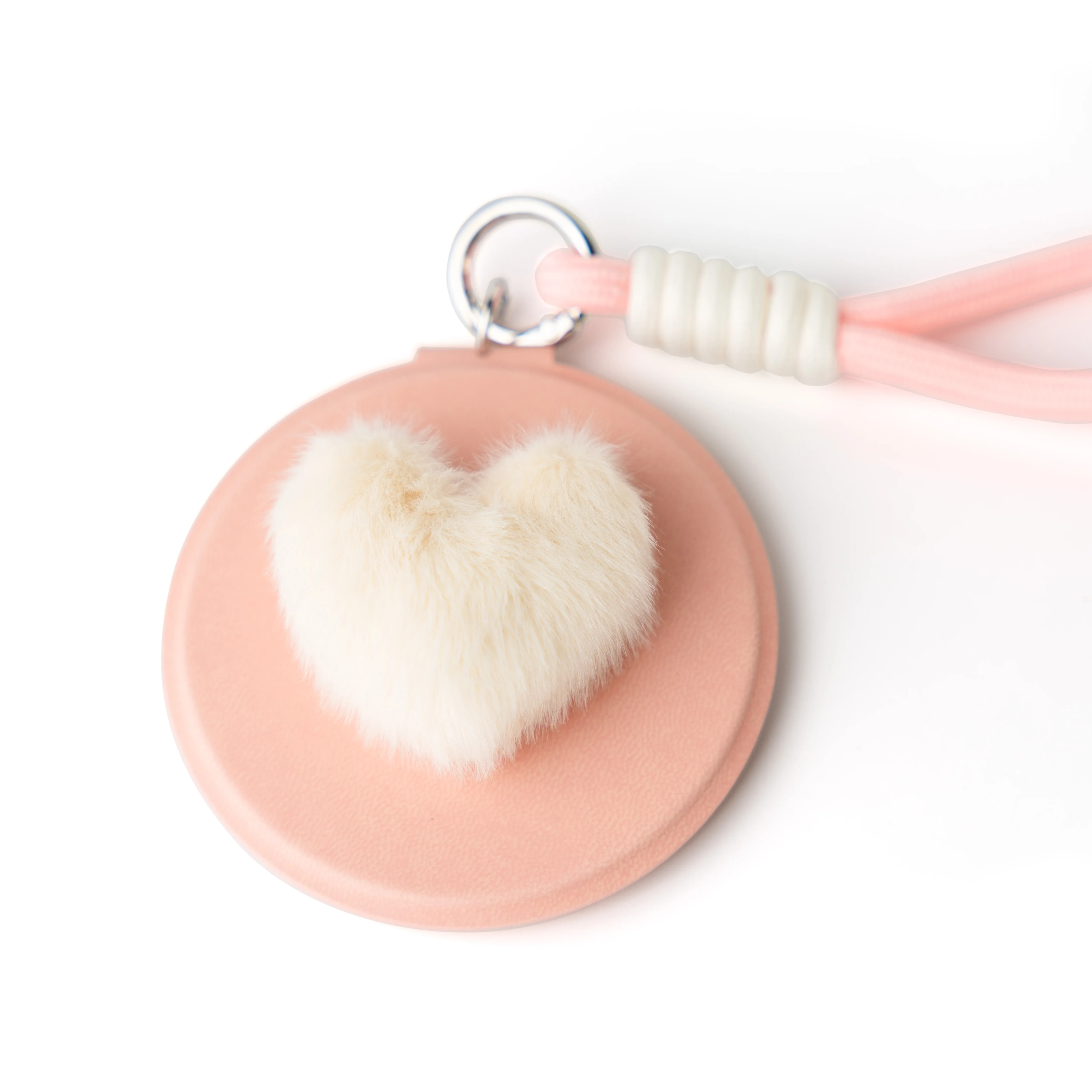 라운드 메이크업 거울 접이식 양면 화장품 거울 휴대용 러브 하트 PU 가죽 케이스 여성 여행 일상 사용