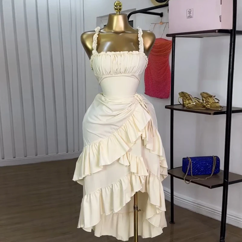 

Long Dress Women Dresses Ruffles High Waist Vestidos Streetwear Sleeveless Elegant Splice Y2k Party Night Work Summer 2025