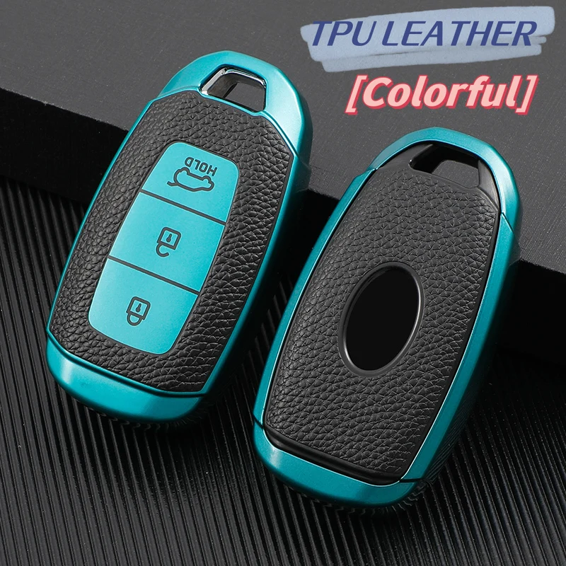 Leather TPU Car Remote Key Case Cover For Hyundai i30 ix25 Elantra KONA Solaris Azera Grandeur Ig TM Accent Santa Fe Palisade