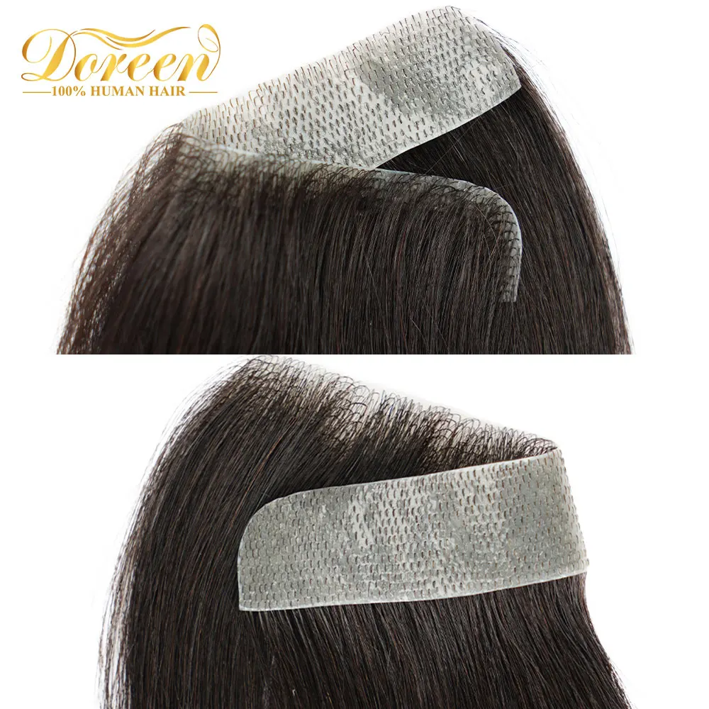 Doreen Front Men Toupee Remy Hair Replacement System V Style Forehead Human Hair Line Pieces Short Hair Thin PU Natural Hairline