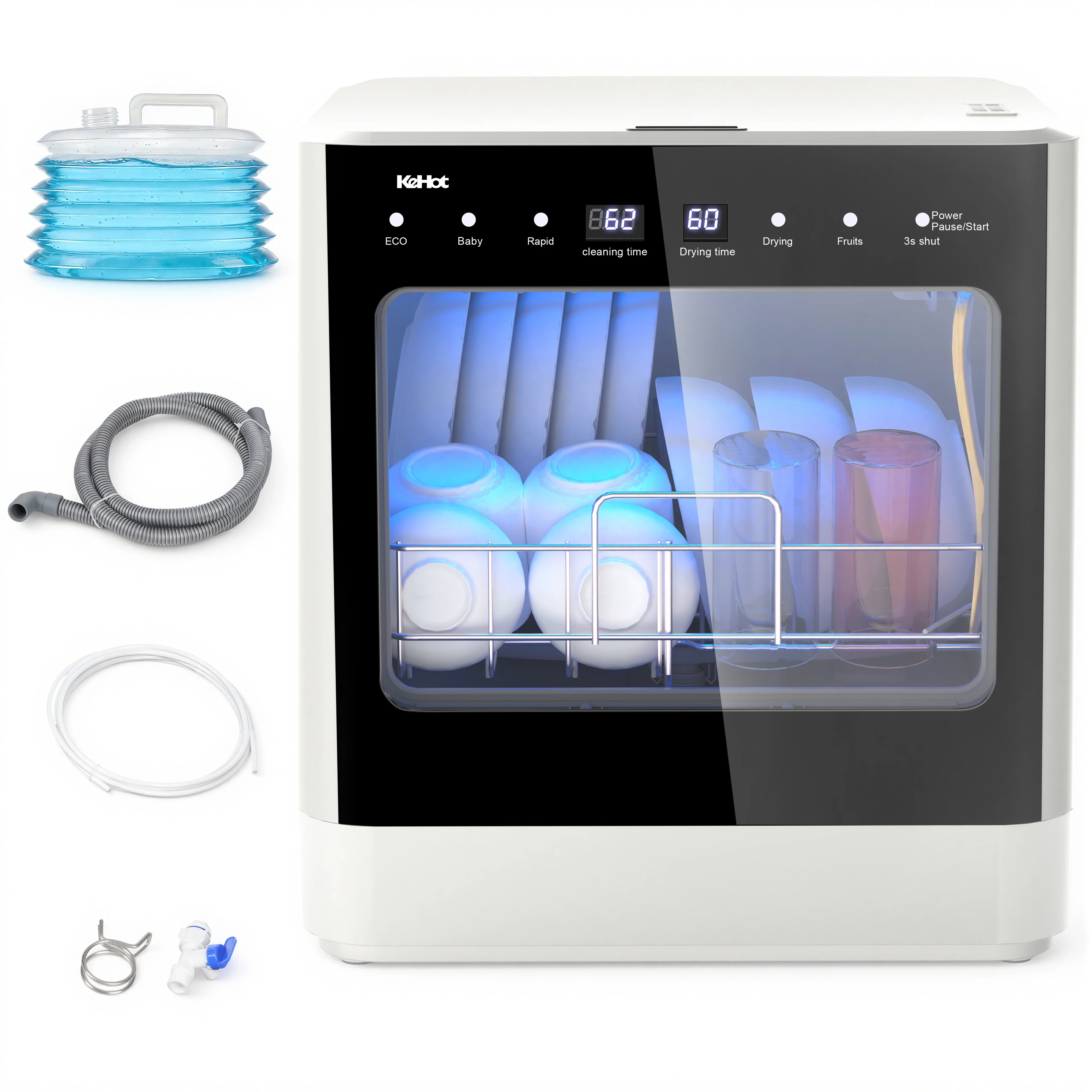 Mini Countertop Dishwasher Four Washing Programs High-Temperature Drying Function,Suitable For Family Kitchens, Apartments