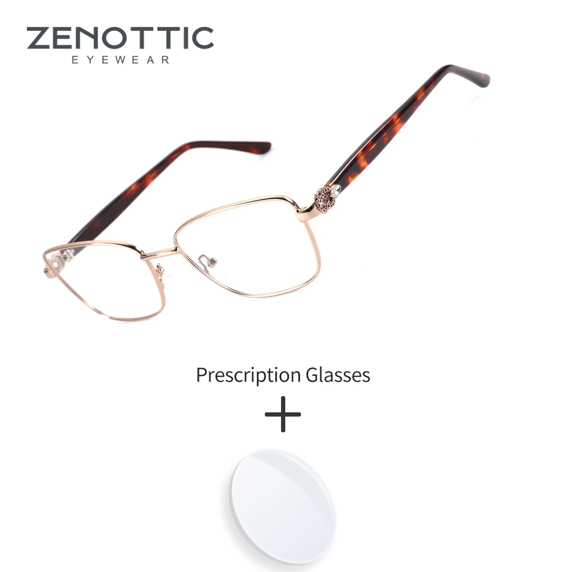 zenottic-sサイズ、スクエア型、金属フレーム、女性用、度付きメガネ、多焦点レンズ、ブルーライトカット、ビジネス・オフィス用。