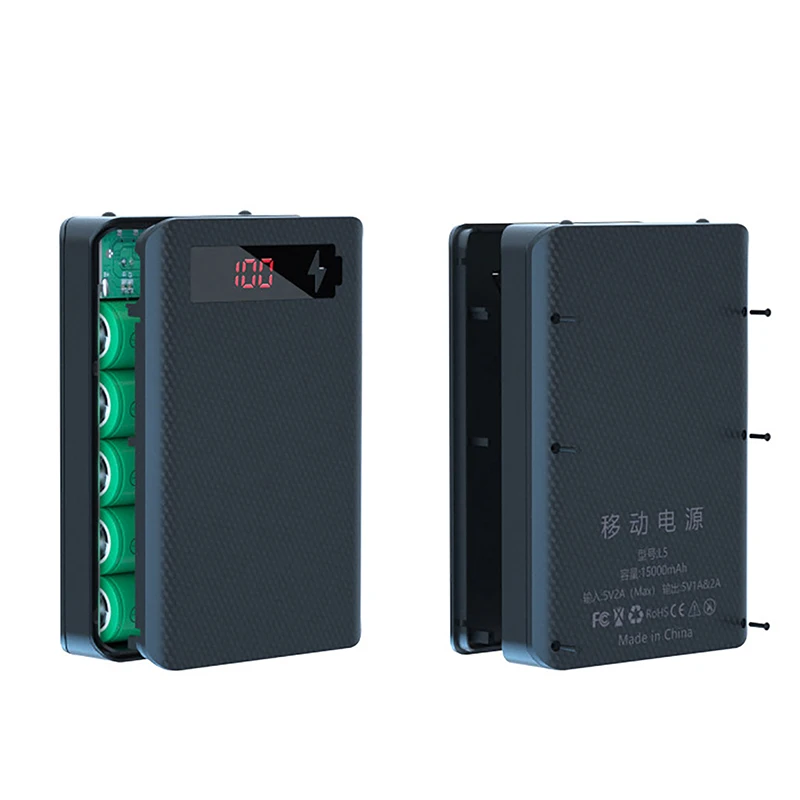 Mobile Phone Charger Detachable DIY Shell 5*18650 Battery Power Bank Case 10W Dual USB Holder Battery Storage Box