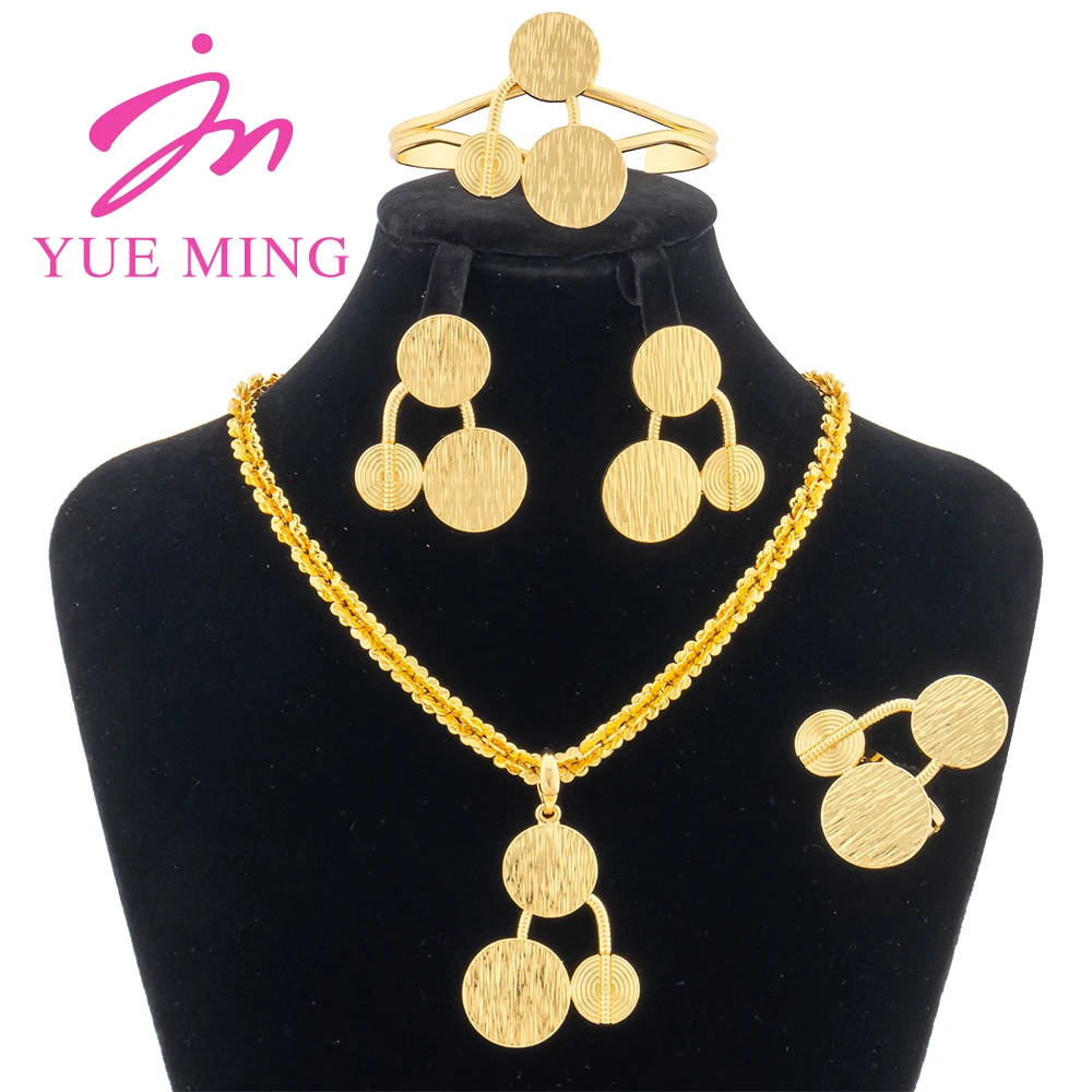 

YM Jewelry Sets Lucky Cherry Pendant with 40cm Chain Earrings For Women Wedding Necklace Cuff Bracelet Ring Anniversary Gifts