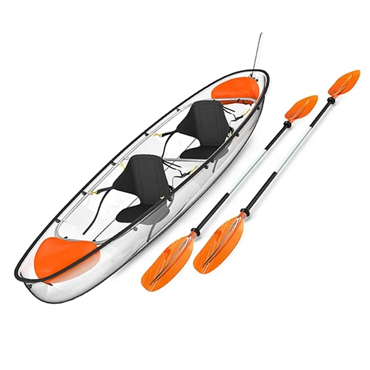 

2024 hot selling Fishing Family Fun Two Person crystal Kayak Transparent Canoe with LED light for Ocean, Bays & Lakes