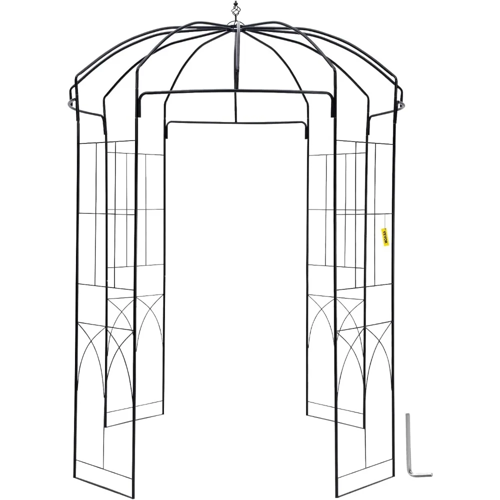 Birdcage Shape Garden Arch, 9' High x 6.6' Wide, Heavy Duty Wrought Iron Arbor, Wedding Trellis for Climbing Vines in Outdoor