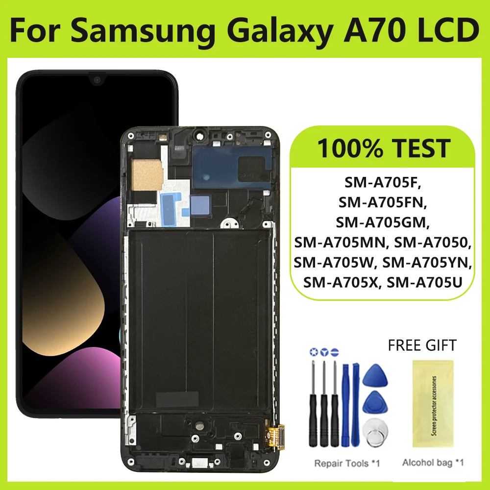 6.7 "ekran do Samsung Galaxy A70 LCD A705 A705F SM-A705MN wyświetlacz ekran dotykowy Digitizer zgromadzenie z ramką części zamienne