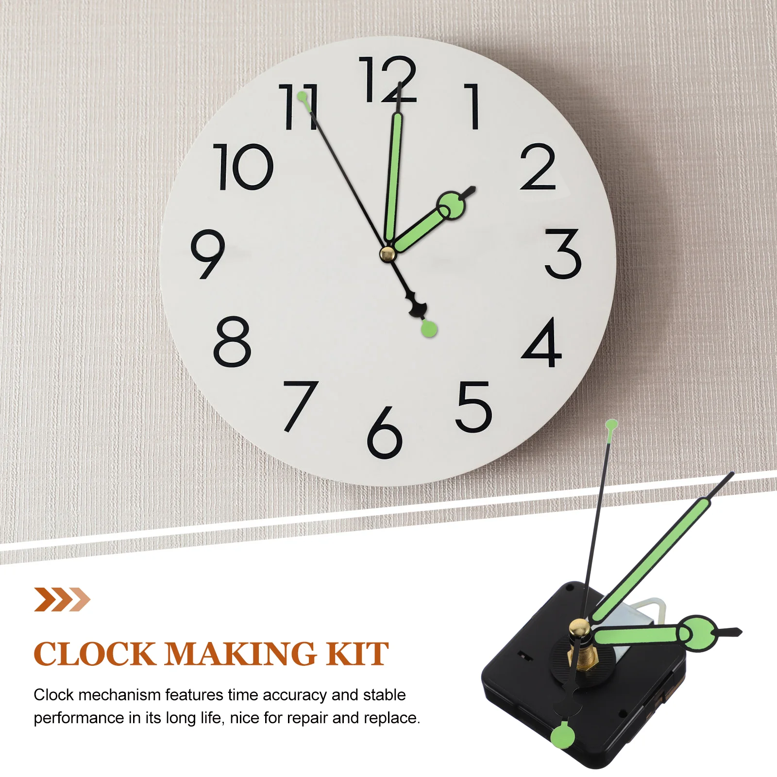 Pointer Clock Kit Motor Luminous Wall Mechanism Replacement Light Green Work