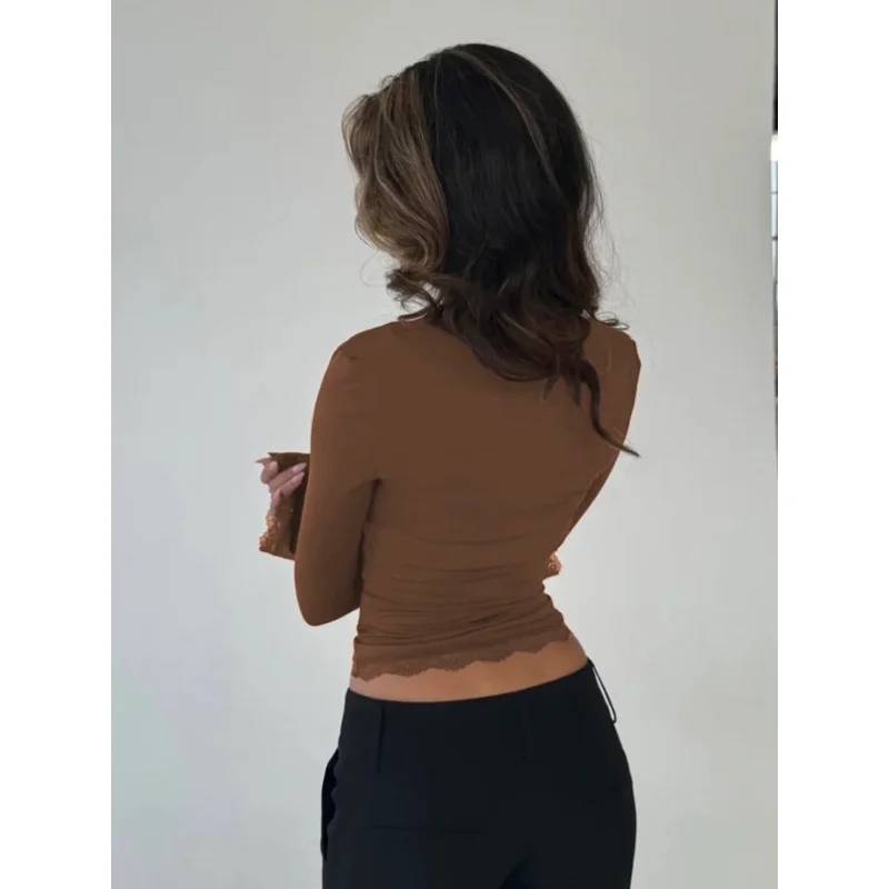 เสื้อยืดผู้หญิงแฟชั่น แขนยาว ดีไซน์โชว์ไหล่ สวยเซ็กซี่ สไตล์ลำลอง ผ้าโพลีเอสเตอร์