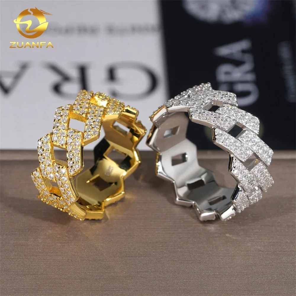 New GRA Certificates 925 Silver Pass Diamond Tester Moissanite Diamond Iced Out Jewelry H ip Hop Ring Cuban Band Ring Men