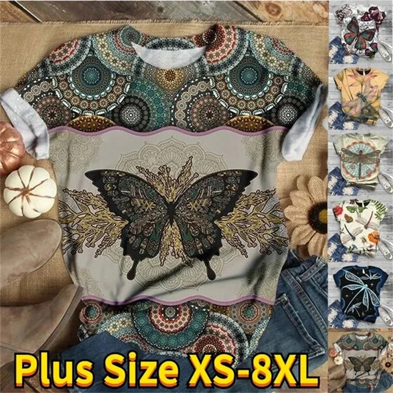 

Women Harajuku Butterfly Print Women Tshirt Short Sleeve Top Female Clothes Summer Aesthetic Graphic Tee Cute Girls Shirts Woman