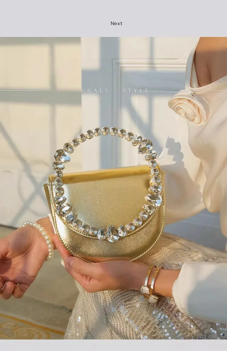 

Luxury Satin Metallic Handheld Women Handbag High Quality Glitter Shiny Diamond Evening Bag Wedding Party Fashion Clutch Purse