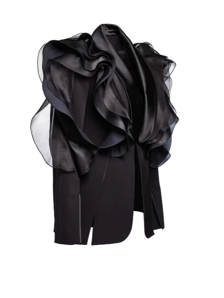 ZOCI Niche Design سترات نسائية ثلاثية الأبعاد مُزينة بقطع القماش سترات غير منتظمة معاطف ضيقة للمعاطف النسائية 2025 ربيع جديد FC1354 #5