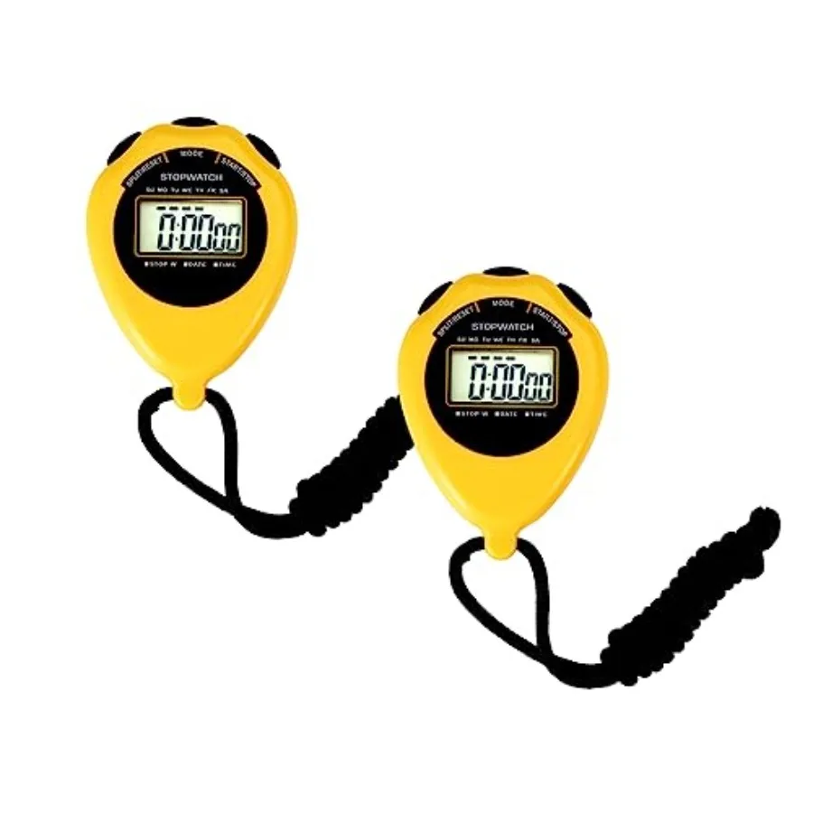 

Stopwatch Sport Timer, 2 Pack Large Display Digital Stopwatch Timer with Date Time, No Alarm Silent Easy to Set Stopwatches for