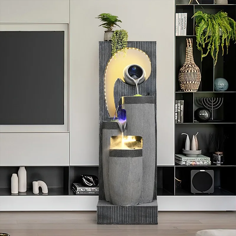 Modern feng shui wheel circulating water fountain landing generating wealth office entrance landscaping decoration l