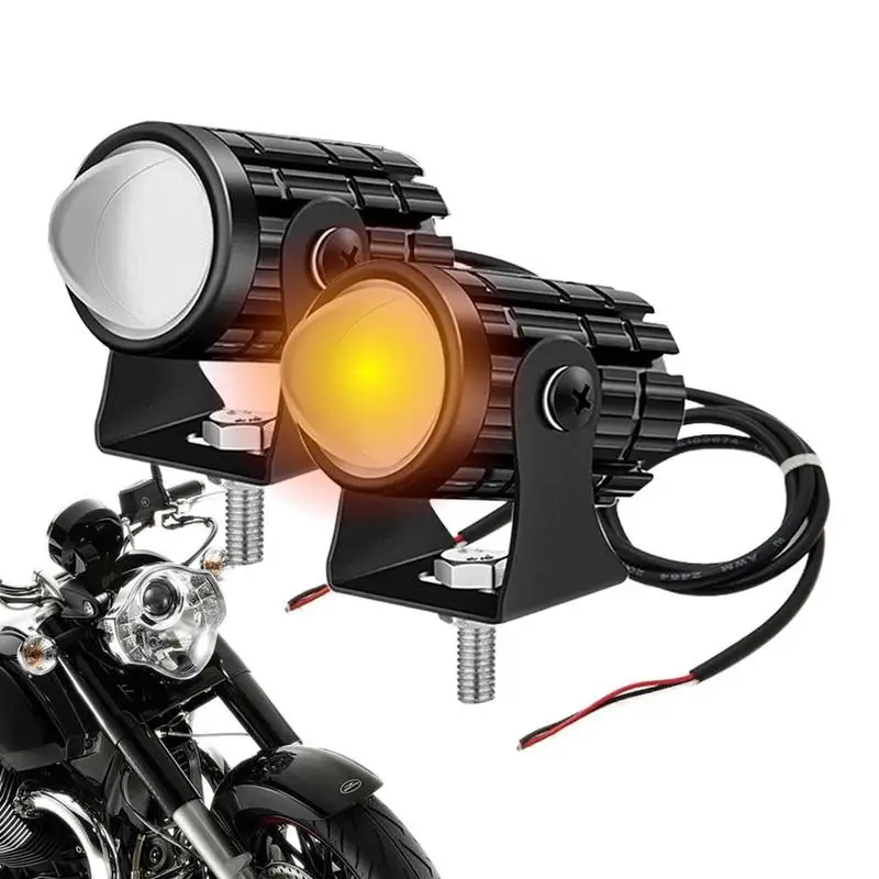 Motorcycle Mini Driving Light Super Brights Motorcycle LED Explorers Headlight Universal Dual Color Fog Auxiliary Motorbike Lamp