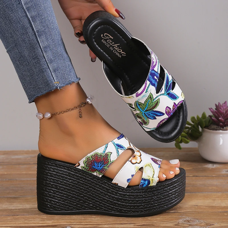 Sandalias De Mujer, novedad De verano, zapatos para Mujer, Sandalias De cuña De estilo bohemio a la moda, zapatillas De playa De ocio para Mujer, Sandalias De Mujer