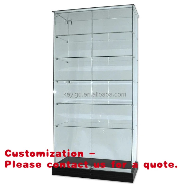 custom.Factory Price Glass Tower Showcase Display Cabinet LED Lighting Lockable Durable Glass Display Cases Collectibles