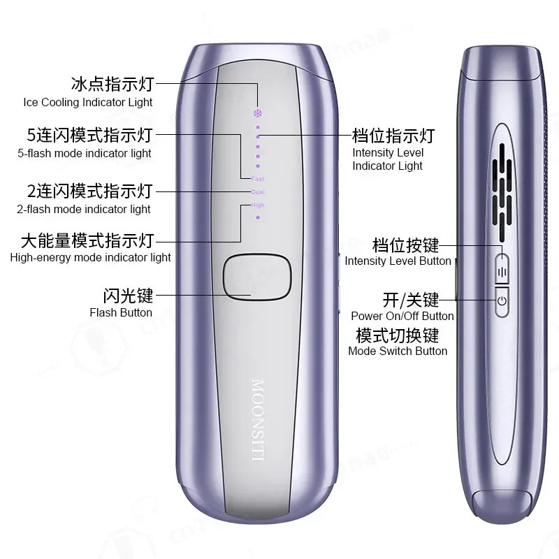 Double Lamp Laser Hair Removal Device for Face Beard Body Painless Freezing Point Epilator Hard Hair Remover Instrument
