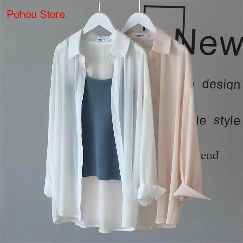 Summer Breathable Chiffon Sunshade Cover Buttocks Thin Shirt Jacket Sun Protection Shirt Women