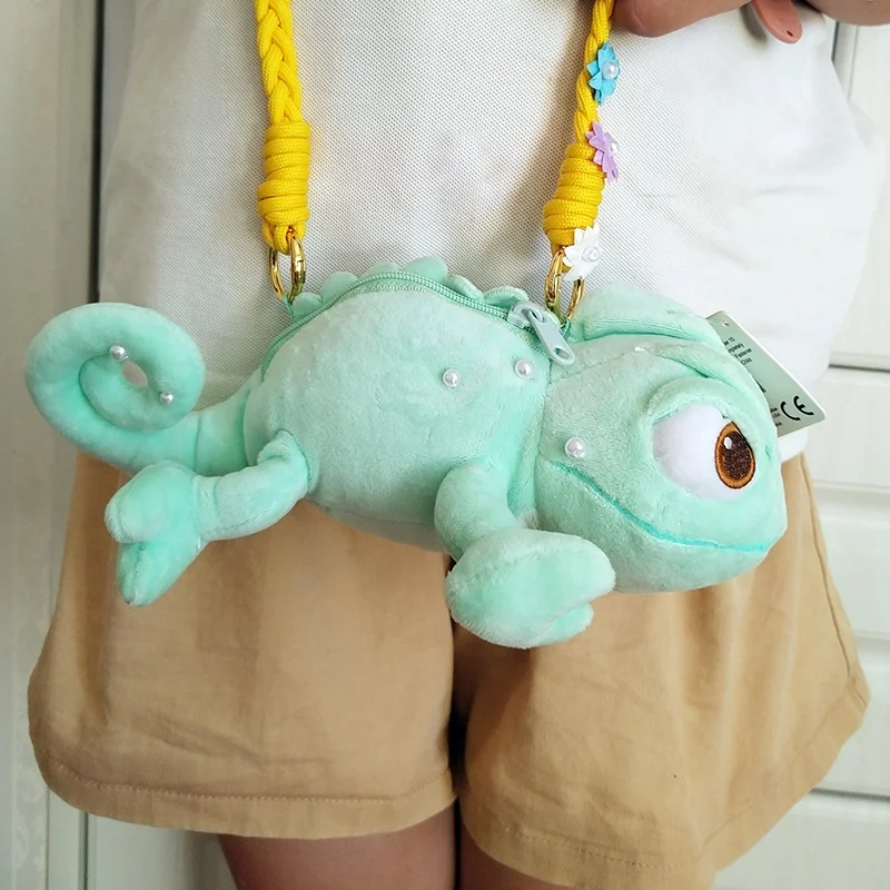 Kawaii Cartoon Tangled Pascal Plüschtiere Niedlicher Modischer Chamäleon-Rucksack Stofftier-Geldbörse für Mädchen Kinder Geburtstagsgeschenke