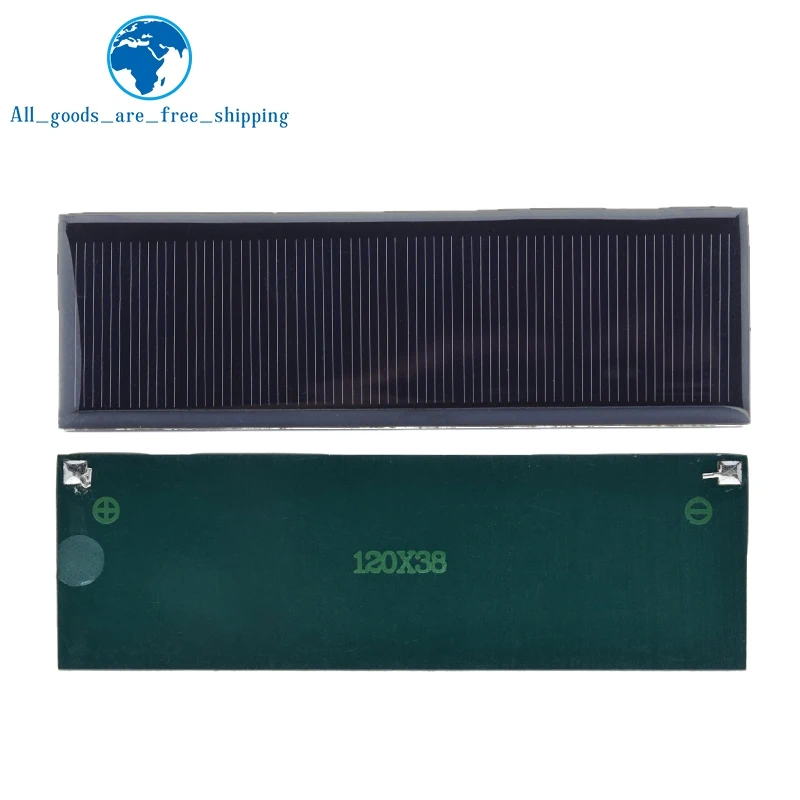 TZT 6V 100mA 0.6W Solar Panel Polycrystalline 120*38MM Mini Sunpower Solar System DIY for Battery Cell Phone Charger