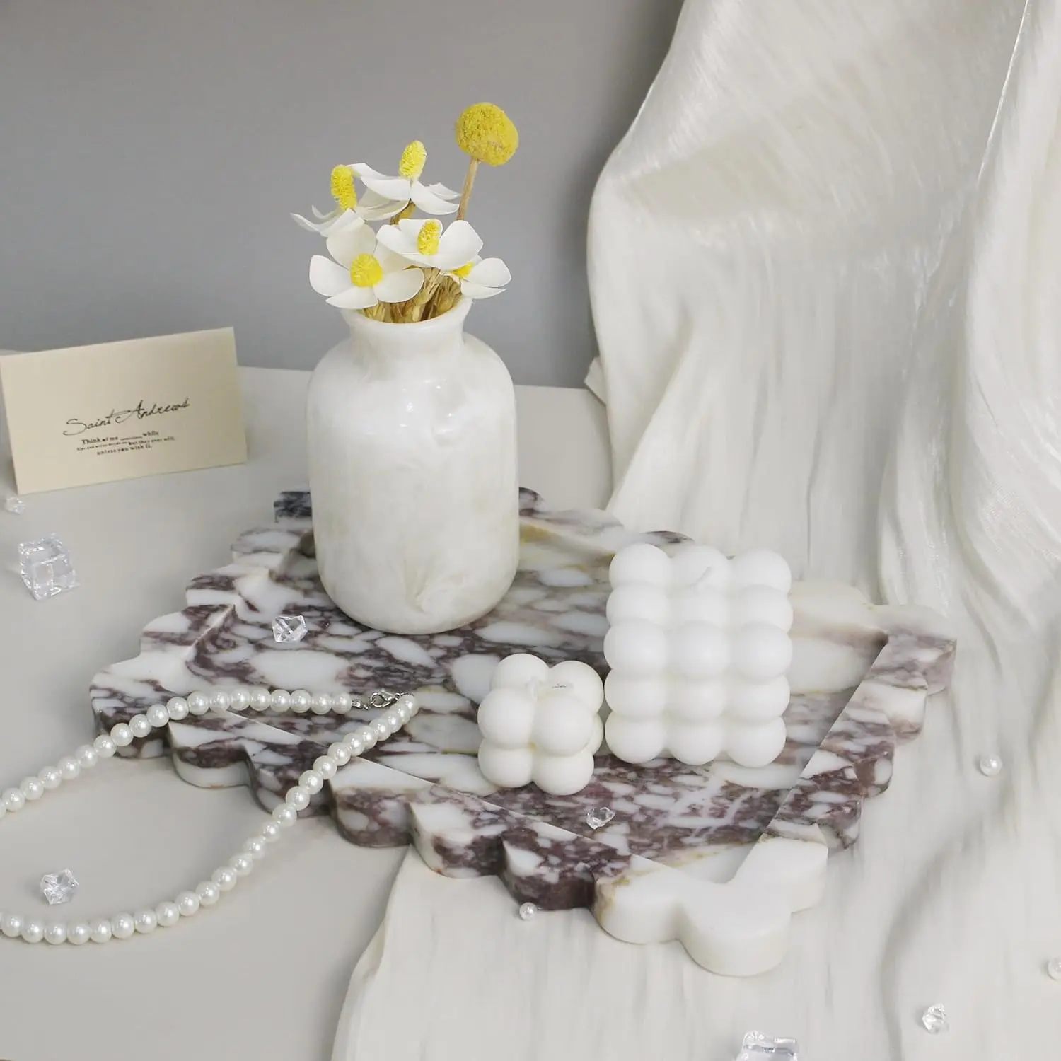 صينية رخام كالكاتا فيولا صدفي، صينية من حجر الرخام الطبيعي، صواني زخرفية فاخرة للحمام، الغرور، ديكور المنزل